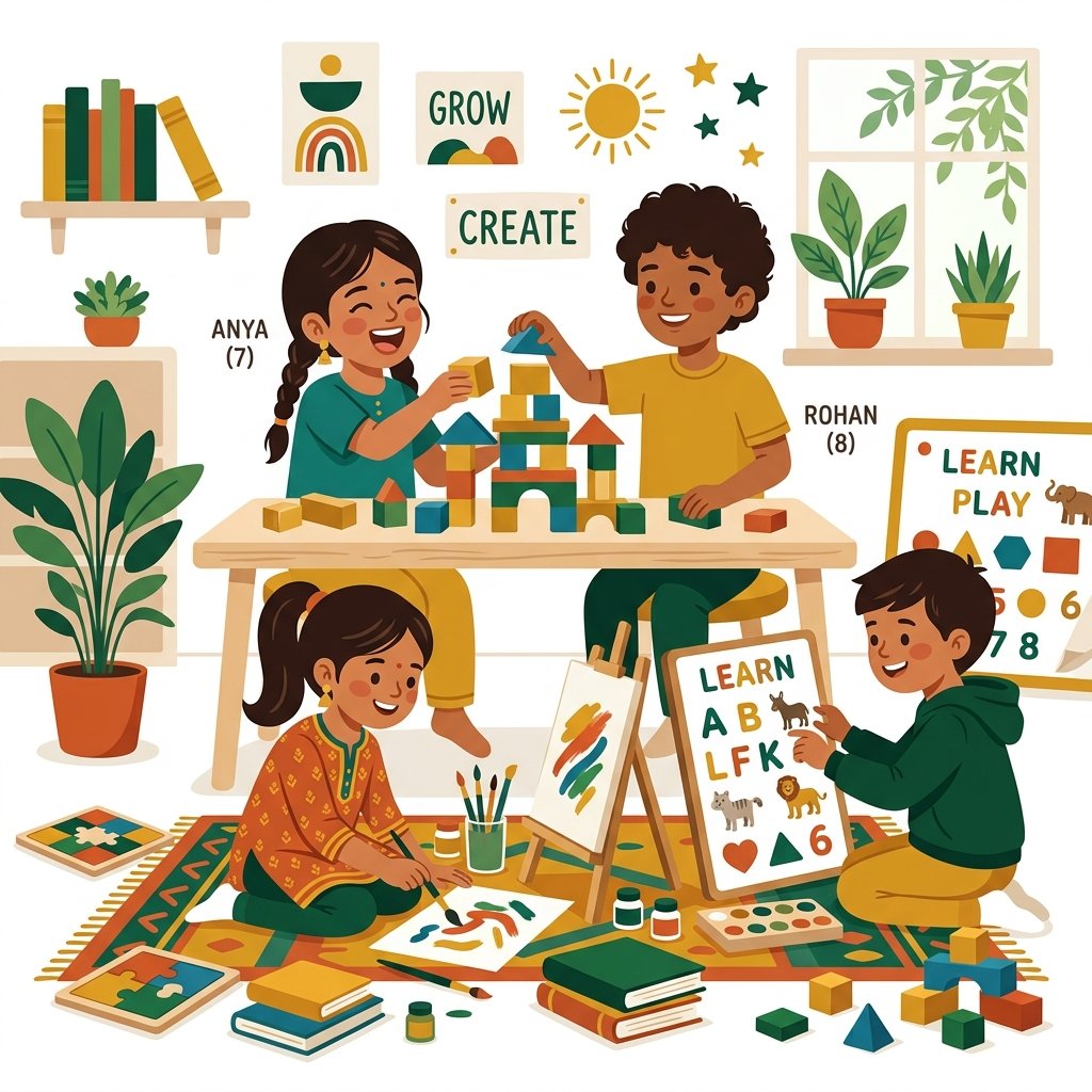 Children playing and learning